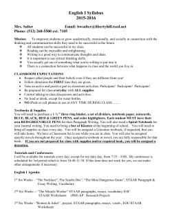 English I Syllabus - Liberty Hill High School