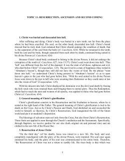 TOPIC 11: RESURRECTION, ASCENSION AND SECOND COMING