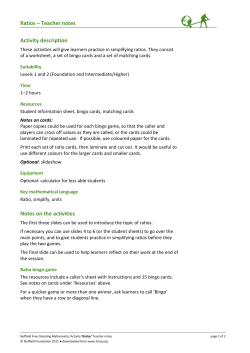Ratios &ndash; Teacher notes Activity description Notes on the activities