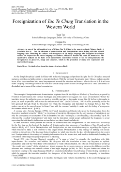 Foreignization of Tao Te Ching Translation in the Western World