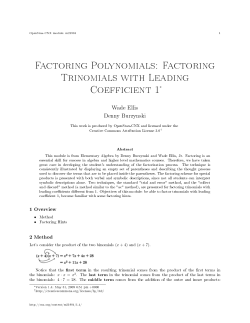 Factoring Polynomials: Factoring Trinomials with Leading Coefficient 1