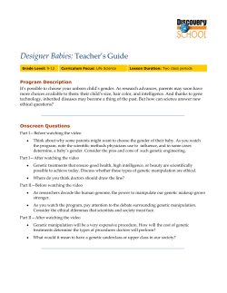 Designer Babies: Teacher`s Guide