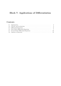 Block 7: Applications of Differentiation