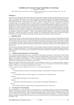 Possibilities and Constraints of using Virtual Reality in