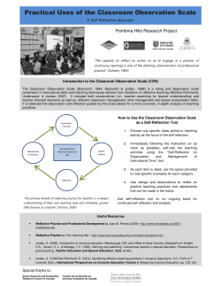 Practical Uses of the Classroom Observation Scale