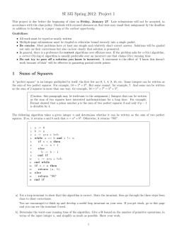SI 335 Spring 2012: Project 1 1 Sums of Squares