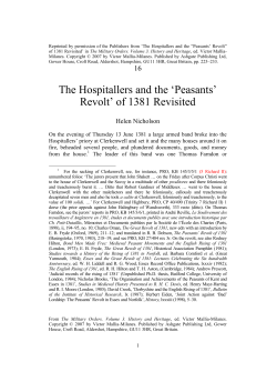 The Hospitallers and the Peasants` Revolt of 1381 Revisited