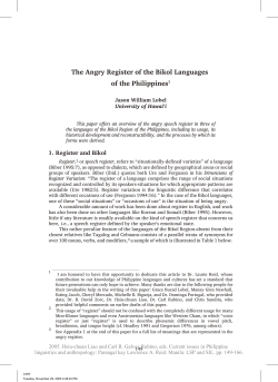 The Angry Register of the Bikol Languages of the