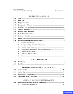 Land Use Ordinance Lawrence Township, Mercer County Table of