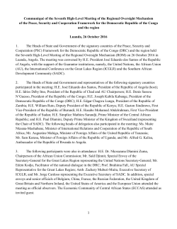 Communiqu&eacute; of the Seventh High-Level Meeting of the Regional