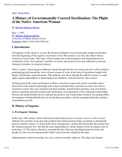 A History of Governmentally Coerced Sterilization