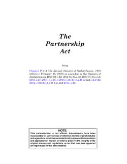 The Partnership Act - Queen`s Printer