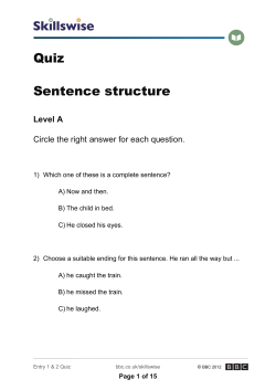 Quiz Sentence structure