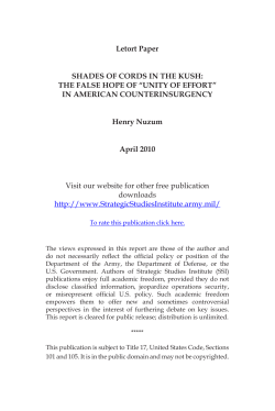 Shades of CORDS in the Kush - Strategic Studies Institute
