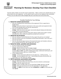 Planning for Revision: Develop Your Own Checklist