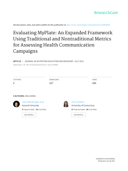 Evaluating MyPlate: An Expanded Framework Using