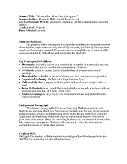 Lesson Title: &ldquo;Monopolies: More then just a game