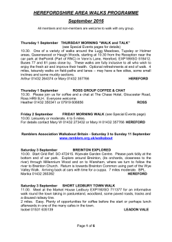 HEREFORDSHIRE AREA WALKS PROGRAMME September 2016
