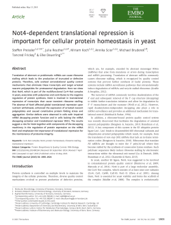 Not4dependent translational repression is important for cellular