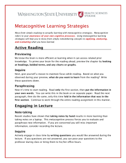 Metacognitive Learning Strategies