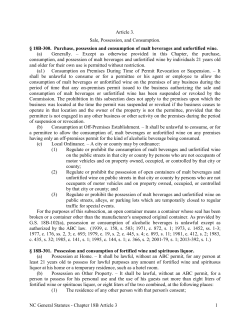 Article 3 - Sale, Possession, and Consumption.