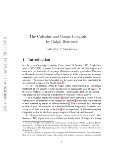 The Calculus and Gauge Integrals, by Ralph Henstock