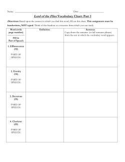 Lord of the Flies Vocabulary Chart: Part 1