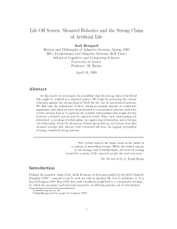 Life O Screen: Situated Robotics and the Strong Claim of Arti cial
