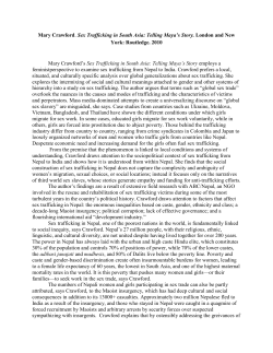 Mary Crawford. Sex Trafficking in South Asia: Telling Maya`s Story