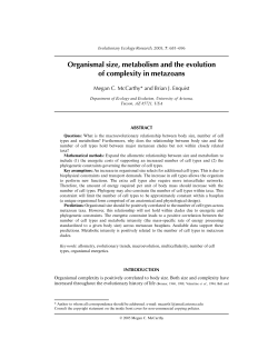 Organismal size, metabolism and the evolution