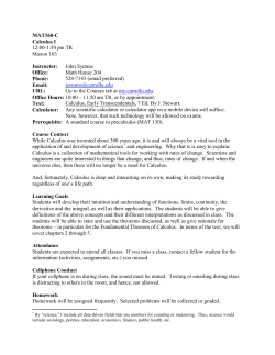 MAT160-C Calculus I 12:00-1:50 pm TR Maxon
