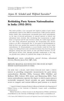 Arjan H. Schakel and Wilfried Swenden* Rethinking Party System
