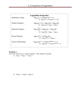 4. 2 Properties of Logarithms