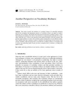 Another Perspective on Vocabulary Richness