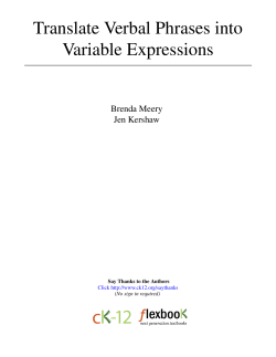 Translate Verbal Phrases into Variable Expressions