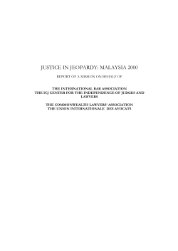 Justice in Jeopardy: Malaysia, 2000