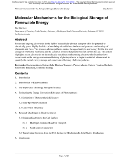 Molecular Mechanisms for the Biological Storage of Renewable