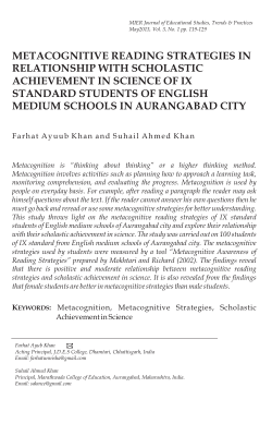 METACOGNITIVE READING STRATEGIES IN RELATIONSHIP