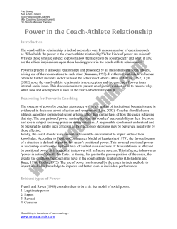 Power in the Coach-Athlete Relationship