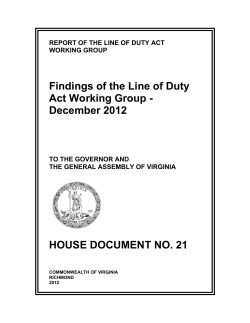 Line of Duty Act Report - Virginia Department of Fire Programs