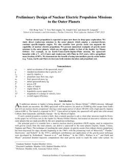 Preliminary Design of Nuclear Electric Propulsion Missions to the