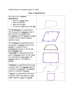 Guided Notes for Thursday August 27, 2008 Types of Quadrilaterals