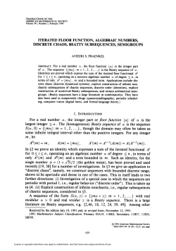 iterated floor function, algebraic numbers, discrete chaos, beatty
