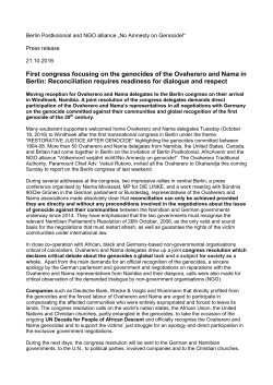 First congress focusing on the genocides of the Ovaherero and