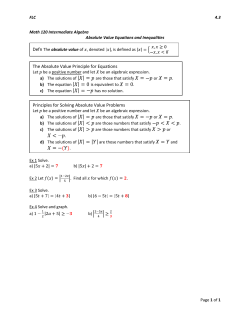 The Absolute Value Principle for Equations Principles for Solving