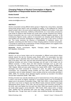 Changing Patterns of Alcohol Consumption in Nigeria