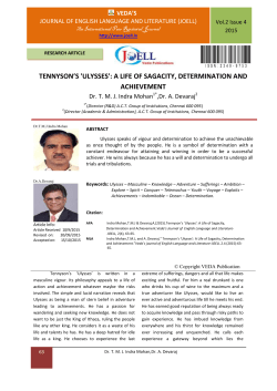 tennyson`s `ulysses`: a life of sagacity, determination and achievement