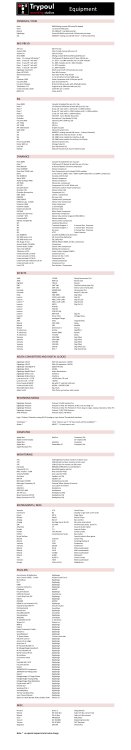 Equipment list - Trypoul Recording Studios