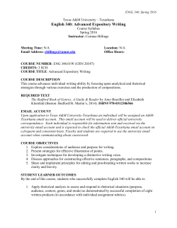 English 340: Advanced Expository Writing