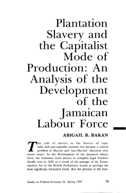 Slavery and - Studies in Political Economy